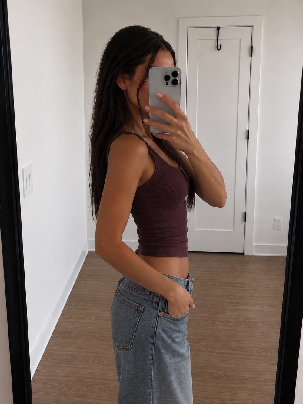 SKIMS Cotton Rib Tank in Currant - Picture 2 of 3